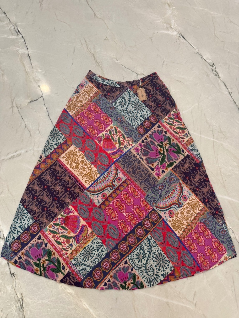 Natural Life Women's Maxi Skirt Sz L Boho Peasant Cottagecore Patchwork NWT